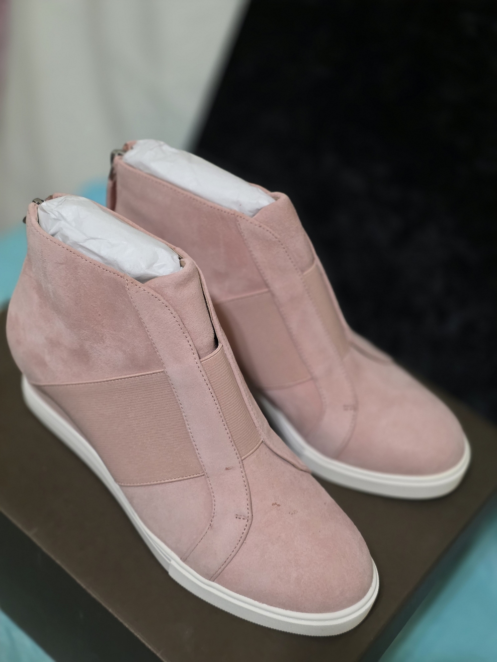 Paolo Blush Pink Wedge Sneaker Boots